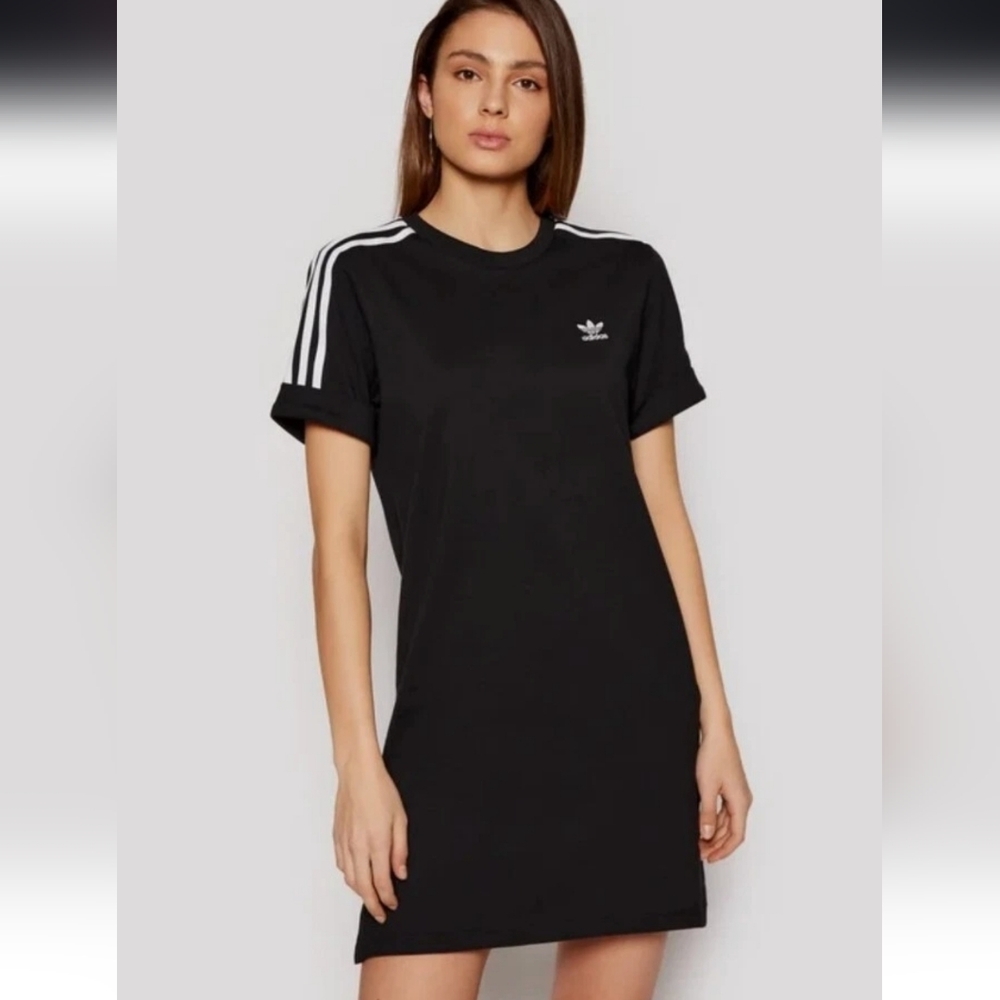 adidas Originals adicolor T-shirt dress in black Size Medium